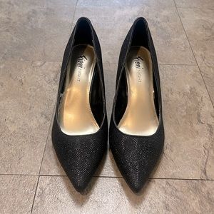 Black glitter heels